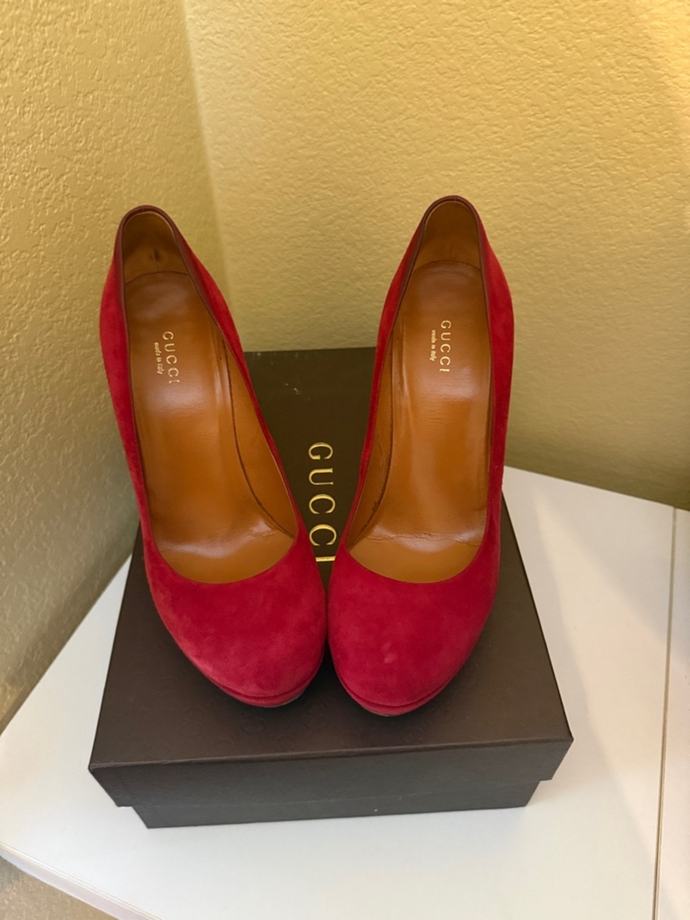 Gucci Women's Red Suede High Heel Pumps